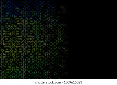 Dark Blue, Yellow vector cover with spots. Abstract illustration with colored bubbles in nature style. Pattern of water, rain drops.
