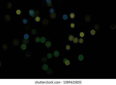 Dark Blue, Yellow vector cover with beautiful snowflakes. Modern geometrical abstract illustration with crystals of ice. The template can be used as a new year background.
