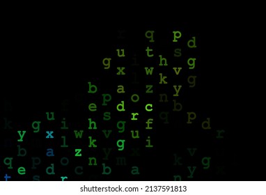 Tapa vectorial amarilla azul oscuro con símbolos ingleses. Signos de alfabeto coloreado con degradado sobre fondo blanco. Mejor diseño para tu anuncio, afiche, cartel de la universidad.