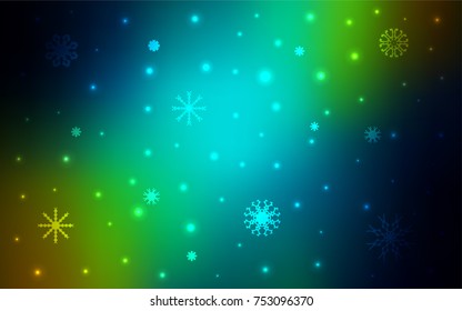 Dark Blue, Yellow vector cover with beautiful snowflakes. Blurred decorative design in xmas style with snow. The template can be used as a new year background.