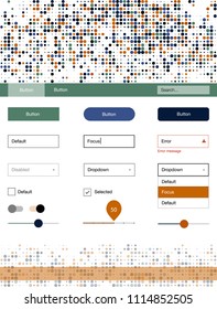 Dark Blue, Yellow vector design ui kit with dots. Beautiful ui ux kit with colorful dots in its header. Simple colorful design for websites.
