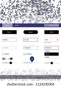 Dark Blue, Yellow vector design ui kit with dots. Web ui kit with abstract gradient circles in its header. This sample is for your landing page.