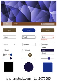 Dark Blue, Yellow vector design ui kit with mosaic. Simple Material Design Kit with colorful mosaic of triangles. This sample is for your website.