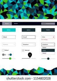 Dark Blue, Yellow vector design ui kit with mosaic. Colorful ui/ux kit with header consisted of triangles. This sample is for your website.