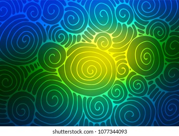 Dark Blue, Yellow vector doodle blurred texture. A vague abstract illustration with doodles in Indian style. The template can be used as a background for cell phones.