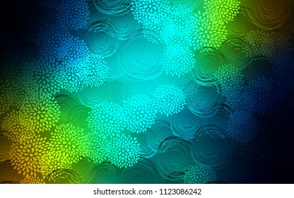 Dark Blue, Yellow vector doodle bright background. Glitter abstract illustration with doodles and flowers. A completely new template for your business design.