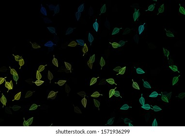 Dark Blue, Yellow vector doodle cover. Sketchy doodles with colorful gradient leaves. The best blurred design for your business.