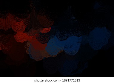 Dark Blue, Yellow vector doodle pattern with leaves. Sketchy doodles with leaves on blurred background. New design for your business.