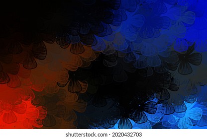 Azul oscuro, textura de doodle vectorial amarillo con árboles, ramas. Flores con gradiente sobre fondo blanco. Una nueva textura para tu diseño de papel pintado.