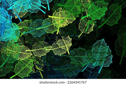 Dark Blue, Yellow vector doodle layout with leaves. Illustration with doodles on abstract template. Pattern for heads of websites, designs.