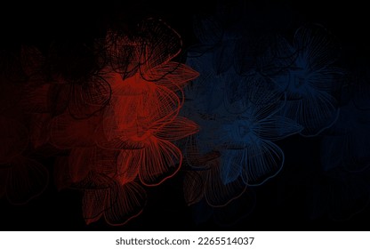 Azul oscuro, textura de doodle vectorial amarillo con flores. Nueva ilustración de color con flores. Patrón texturizado para sitios web, banners.