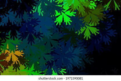 Dark Blue, Yellow vector elegant wallpaper with flowers. Illustration with colorful abstract doodle flowers. New template for your brand book.