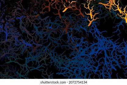 Azul oscuro, elegante vector amarillo plantilla con ramas, hojas. Ilustración abstracta moderna con hojas y ramas. Nueva plantilla para tu libro de marcas.