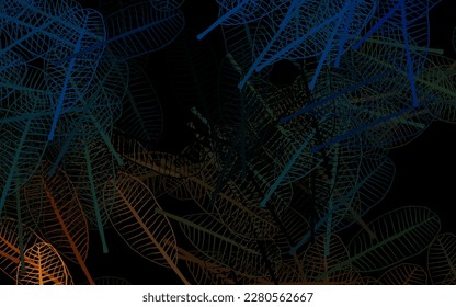 Dark Blue, Yellow vector elegant wallpaper with flowers, leaves. Doodle illustration of leaves and flowers in Origami style. Textured pattern for websites, banners.