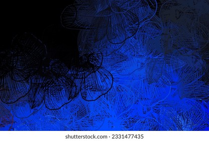Azul oscuro, elegante vector amarillo con flores. Decoración de flores sobre fondo blanco. El mejor diseño para su negocio.