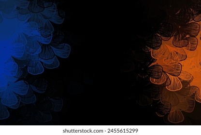 Azul oscuro, Vector amarillo elegante Plantilla con árboles, ramas. Ilustración abstracta moderna con flores. Patrón para Fondos de pantalla, libros para colorear.