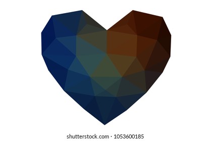 Dark Blue, Yellow vector greeting Card Happy Valentine's Day. Lettering with hearts on the white polygonal background. Colored triangular illustration for your business.