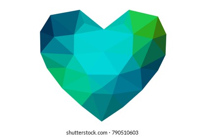 Dark Blue, Yellow vector greeting Card Happy Valentine's Day. Lettering with hearts on the white polygonal background. Colored triangular illustration for your business.