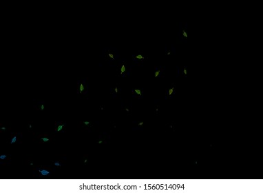 Dark Blue, Yellow vector hand painted backdrop. An elegant bright illustration with leaves in Natural style. Doodle design for your web site.