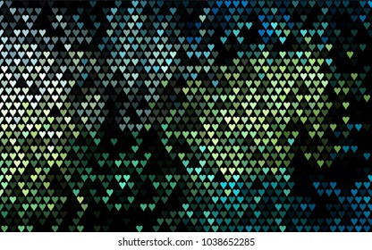 Dark Blue, Yellow vector hearts isolated on white background. Cool pattern in origami style with gradient for Valentine day. Graphic illustration for your business design.