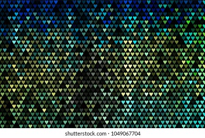 Dark Blue, Yellow vector hearts isolated on white background. Cool pattern in origami style with gradient for Valentine day. Graphic illustration for your business design.