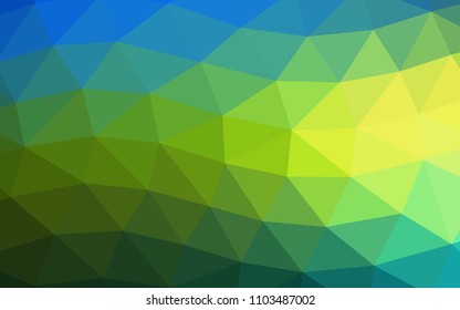 Dark Blue, Yellow vector hexagon mosaic triangle mosaic. Colorful abstract illustration with gradient. The textured pattern can be used for background.