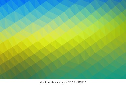 Dark Blue, Yellow vector hexagon mosaic cover. Triangular geometric sample with gradient.  The template can be used as a background for cell phones.