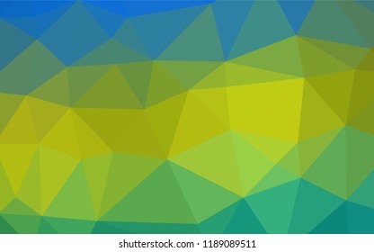 Dark Blue, Yellow vector hexagon mosaic template. Triangular geometric sample with gradient.  A completely new design for your business.