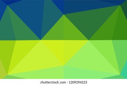 Dark Blue, Yellow vector hexagon mosaic template. Triangular geometric sample with gradient.  The completely new template can be used for your brand book.