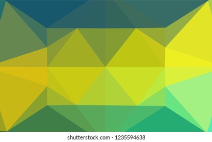 Dark Blue, Yellow vector hexagon mosaic template. Triangular geometric sample with gradient.  A completely new template for your business design.