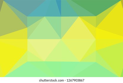 Dark Blue, Yellow vector hexagon mosaic texture. Triangular geometric sample with gradient.  Brand new style for your business design.
