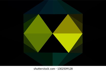Dark Blue, Yellow vector hexagon mosaic texture. Triangular geometric sample with gradient.  A completely new template for your business design.