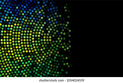Dark Blue, Yellow vector illustration which consist of circles. Dotted gradient design for your business. Creative geometric background in halftone style with colored spots.