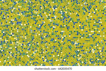 Dark Blue, Yellow vector illustration which consist of circles. Dotted gradient design for your business. Creative geometric background in halftone style with colored spots.