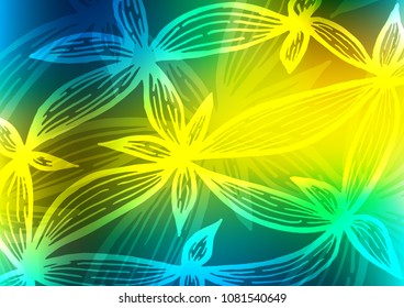 Dark Blue, Yellow vector indian curved background. Creative illustration in blurred style with doodles and Zen tangles. The doodle design can be used for your web site.