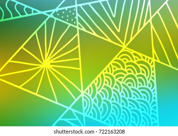 Dark Blue, Yellow vector indian curved texture. Decorative shining illustration with doodles on abstract template. Hand painted design for web, wrapping, wallpaper.