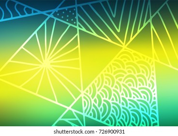 Dark Blue, Yellow vector indian curved pattern. A completely new color illustration in doodle style. The elegant pattern can be used as a part of a brand book.