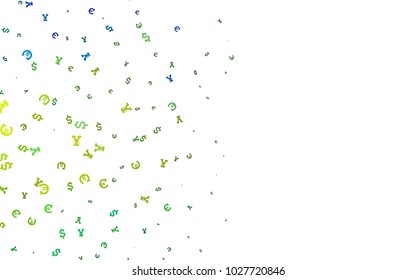 Dark Blue, Yellow vector layout with banking symbols. Blurred design in with symbols of EUR, USD, JPY. The pattern can be used for financial, investment websites.