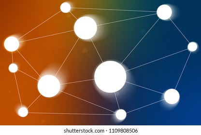 Dark Blue, Yellow vector layout with circles, lines. Design with connection of dots and lines on colorful background. Pattern can be used for futuristic ad, booklets.