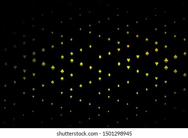 Dark Blue, Yellow vector layout with elements of cards. Colored illustration with hearts, spades, clubs, diamonds. Design for ad, poster, banner of gambling websites.