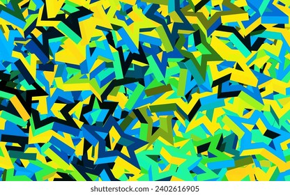 Azul oscuro, diseño vectorial amarillo con líneas, triángulos. Triángulos sobre fondo abstracto con gradiente colorido. Diseño moderno para su tarjeta de visita.
