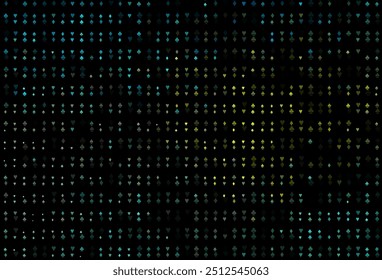 Dark Blue, Yellow vector layout with elements of cards. Blurred decorative design of hearts, spades, clubs, diamonds. Smart design for your business advert of casinos.