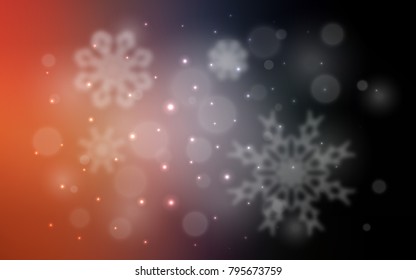 Dark Blue, Yellow vector layout with bright snowflakes. Snow on blurred abstract background with gradient. The pattern can be used for new year leaflets.