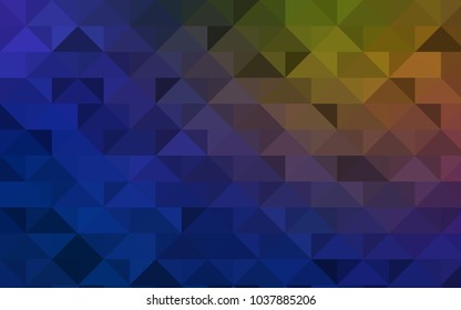 Dark Blue, Yellow vector low poly background. Triangular geometric sample with gradient.  The template can be used as a background for cell phones.