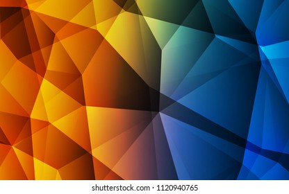 Dark Blue, Yellow vector low poly cover. Shining polygonal illustration, which consist of triangles. New template for your brand book.
