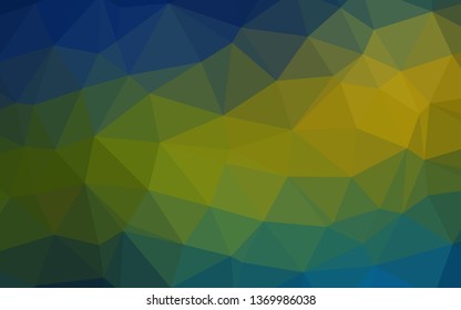 Dark Blue, Yellow vector low poly cover. Triangular geometric sample with gradient.  Brand new style for your business design.