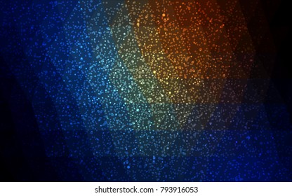 Dark Blue, Yellow vector low poly crystal background with snowflakes. Polygon christmas design pattern . Low poly illustration of New Year celebration.