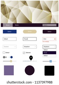 Dark Blue, Yellow vector Material Design Kit with lines. Colorful Style guide with triangles on abstract background. Beautiful layout for websites, landing pages.