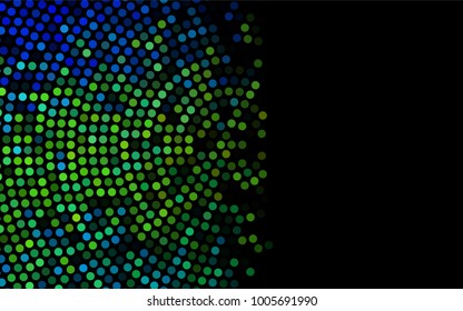 Dark Blue, Yellow vector modern geometrical circle abstract background. Dotted texture template. Geometric pattern in halftone style with gradient. 