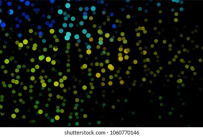 Dark Blue, Yellow vector modern geometrical circle abstract background. Dotted texture template. Geometric pattern in halftone style with gradient. 
